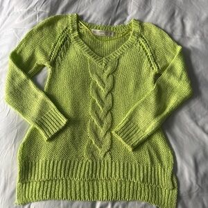 Zara Neon Yellow Chunky Cable Knit Sweater